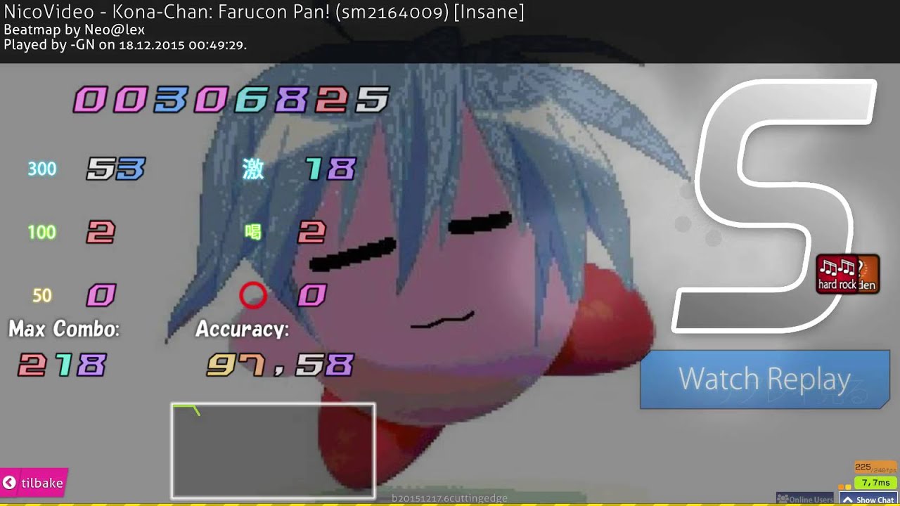 osu! for microbes - NicoVideo - Kona-Chan: Farucon Pan! [Insane] +HDHR FC, CS10
