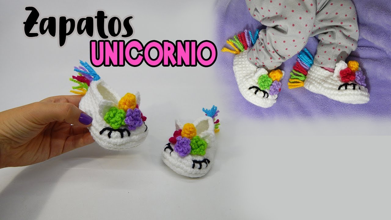 Zapatitos de UNICORNIO  tejidos a crochet VARIAS TALLAS