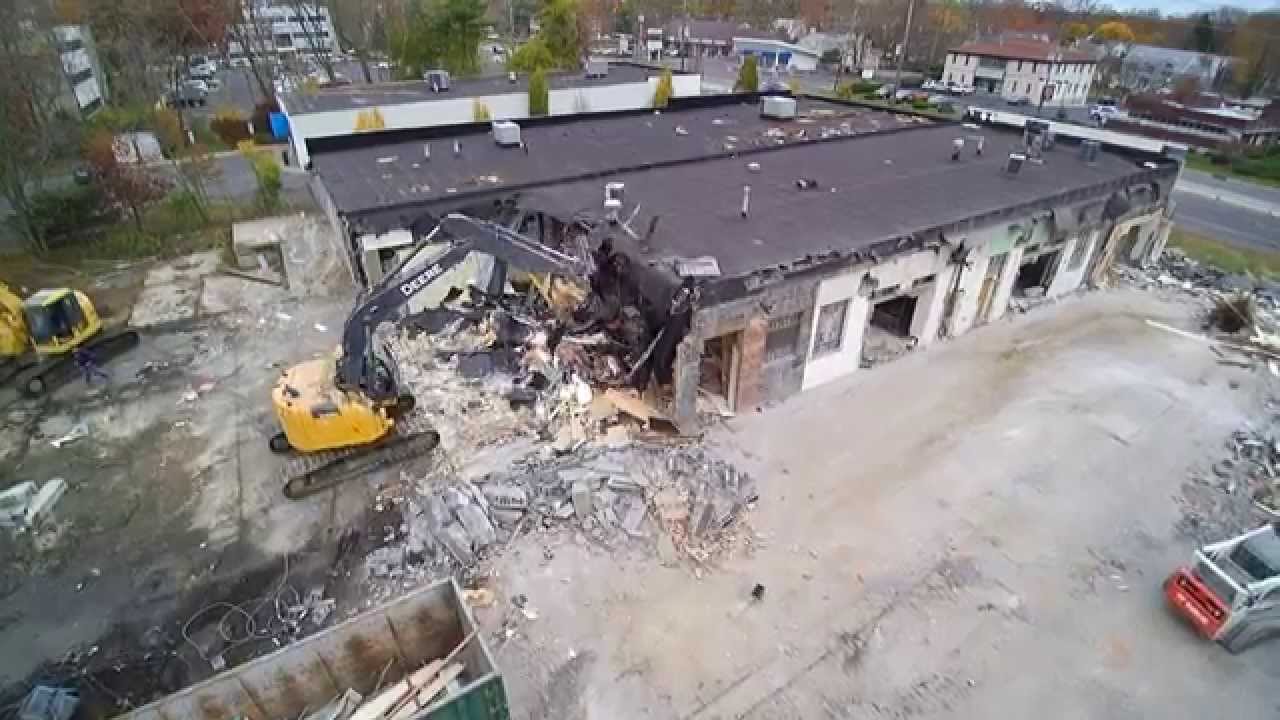 Building Demolition Captured By Drone! 1080p Oakhurst, NJ