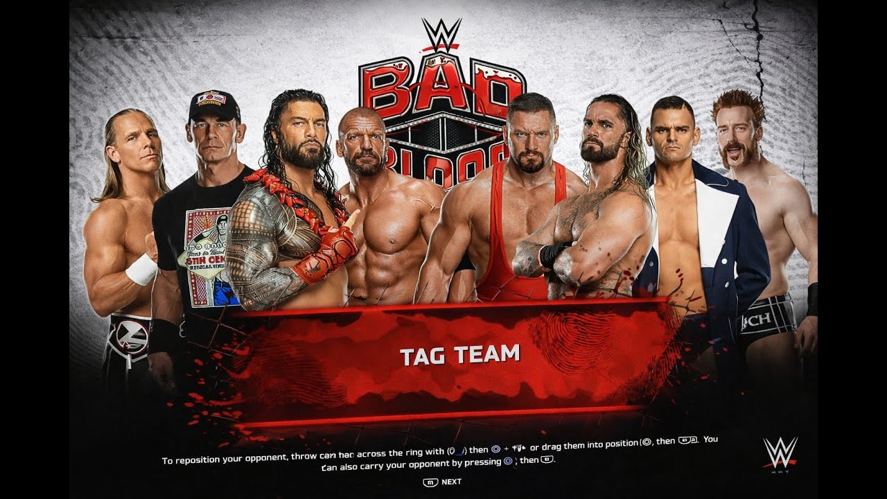 🔴FULL MATCH - Team John Cena vs Team Roman Reigns 4 v 4 Tag Team Match Elimination Match : WWE2K25