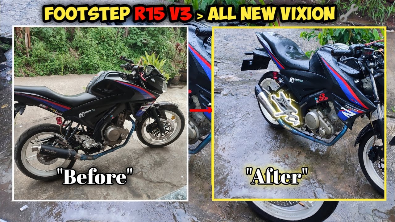 cara pasang footstep r15 v3 di vixion lengkap