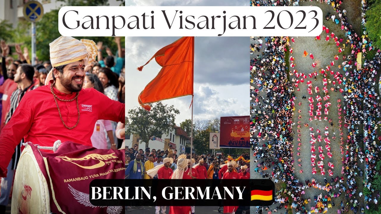 Ganpati Visarjan in Berlin, Germany 2023 | RAMANBAUG DHOL TASHA PATHAK | रमणबाग युवा मंच, जर्मनी🚩