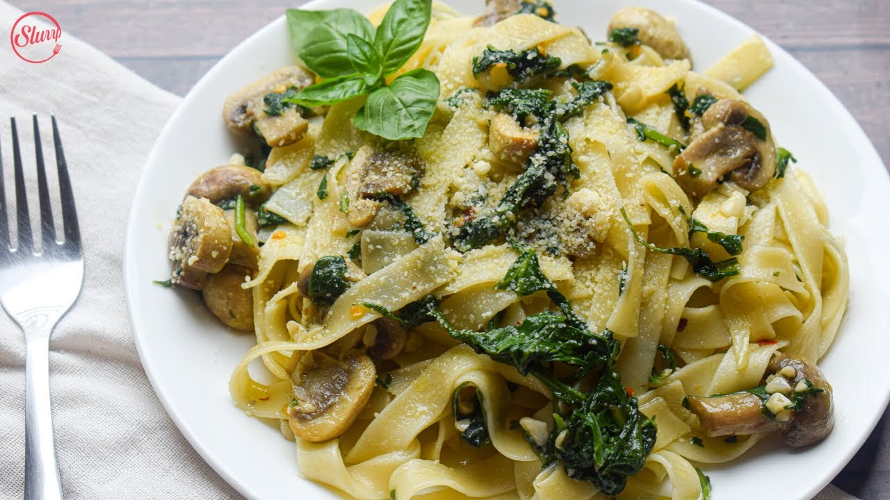 Mushroom & Spinach Pasta | No Cream Mushroom Spinach Pasta