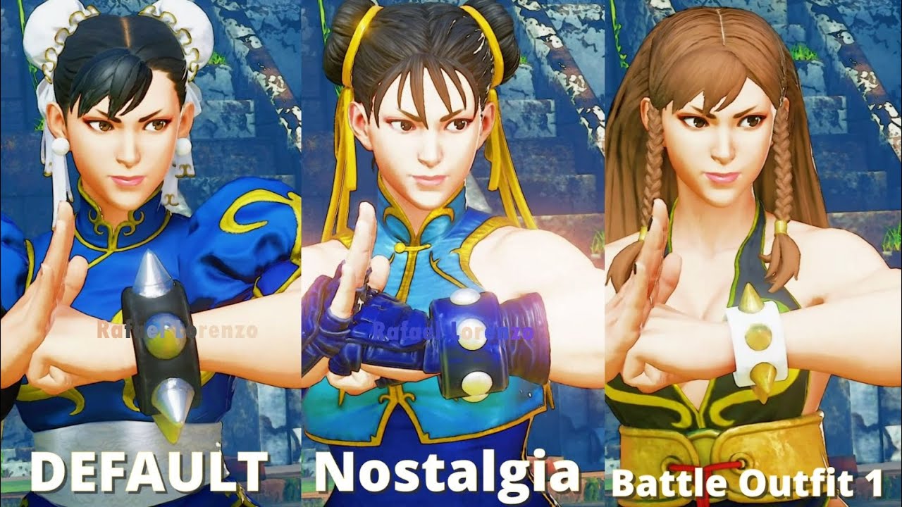 Street Fighter 5 - ALL Characters Skins Costumes Outfit Comparison in Intros SFV HD 1080p 60fps