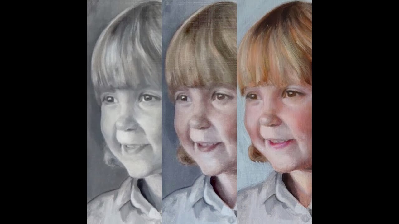 2nd Glaze, portrait painting technique, glazing over grisaille, glazing oil paint, velaturas