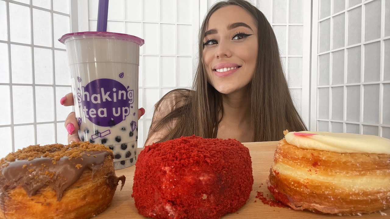 MUKBANG|Пончики🍩Bubbletea🧋Письмо девушки из директа💌