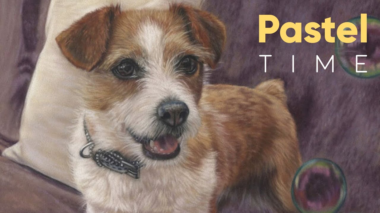 Jack Russell Dog in Soft Pastel on Velour - Timelapse