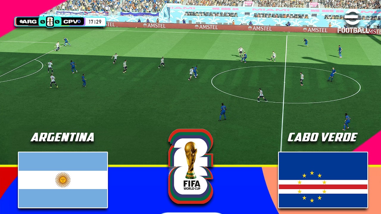 ⚡Argentina vs. Cabo Verde - World Cup 2026 | Round of 32 | Full Match | Simulation PES 🔥