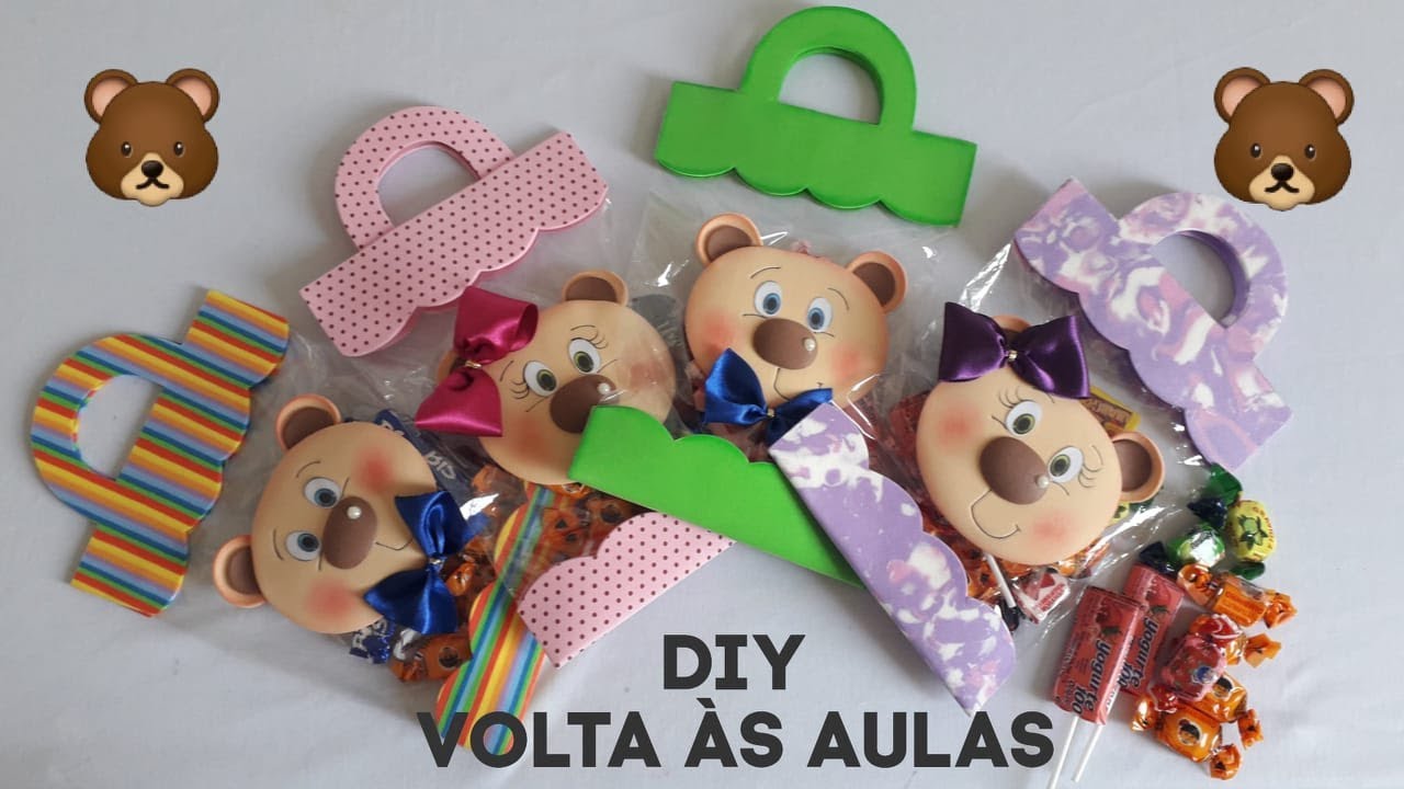 DIY: LEMBRANCINHA VOLTA ÁS AULAS: SACOLINHA PORTA DOCES URSINHO E URSINHA.