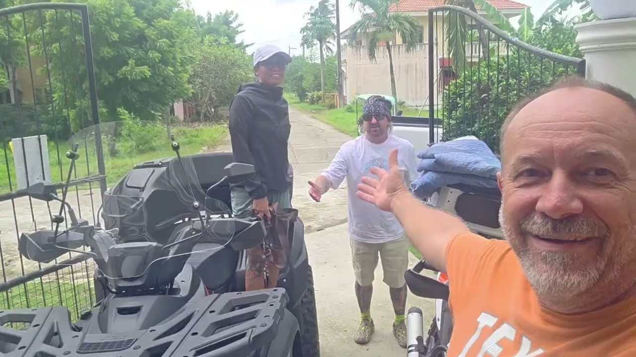 He shows up on a 1000cc MONSTER QUAD to take us to the airport?
