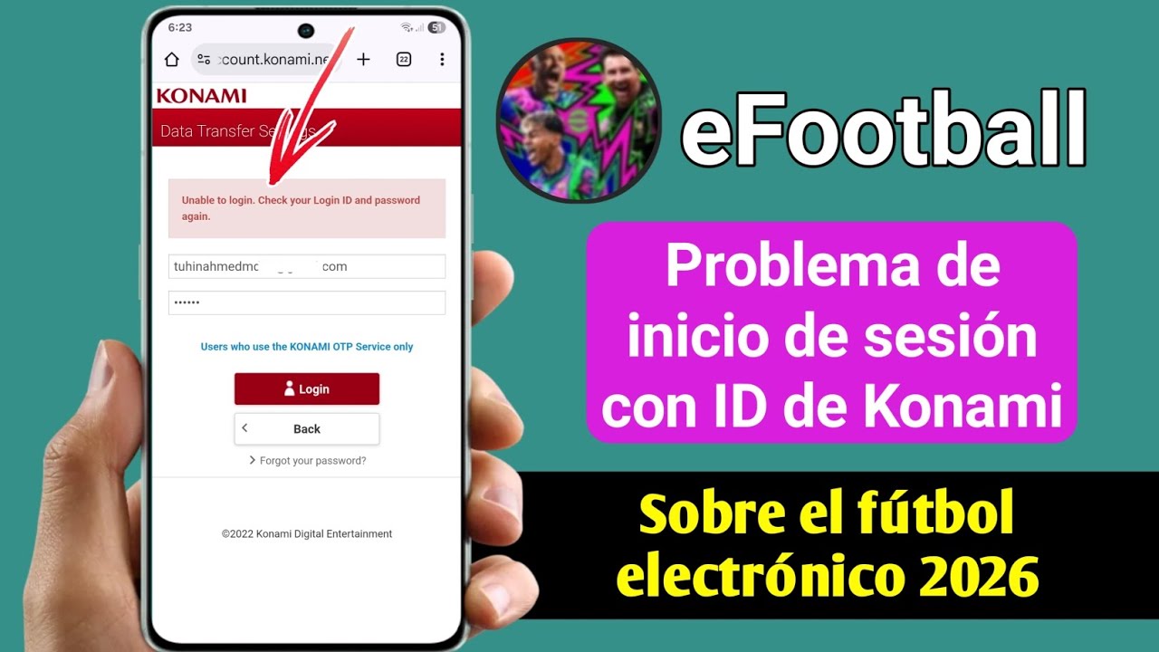 Solución para el problema de inicio de sesión con Konami ID en eFootball 2026