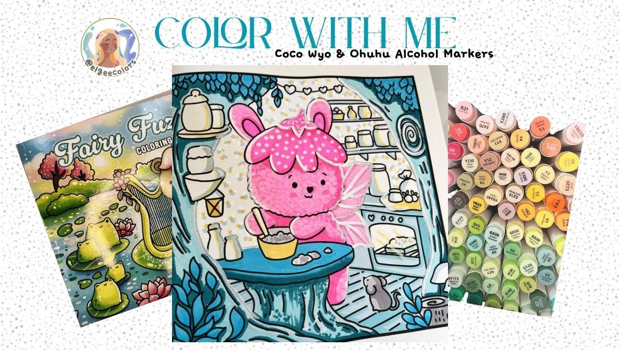ASMR Color With Me | Fairy Fuzz Coloring Book | Ohuhu Alcohol Markers