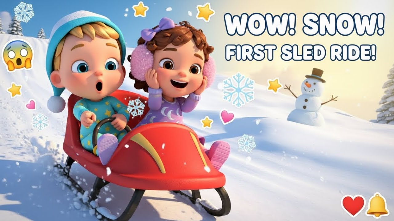 Twino & Twina First Sledding Adventure ❄️ Snowball Fun | Cute 3D Kids Winter Cartoon