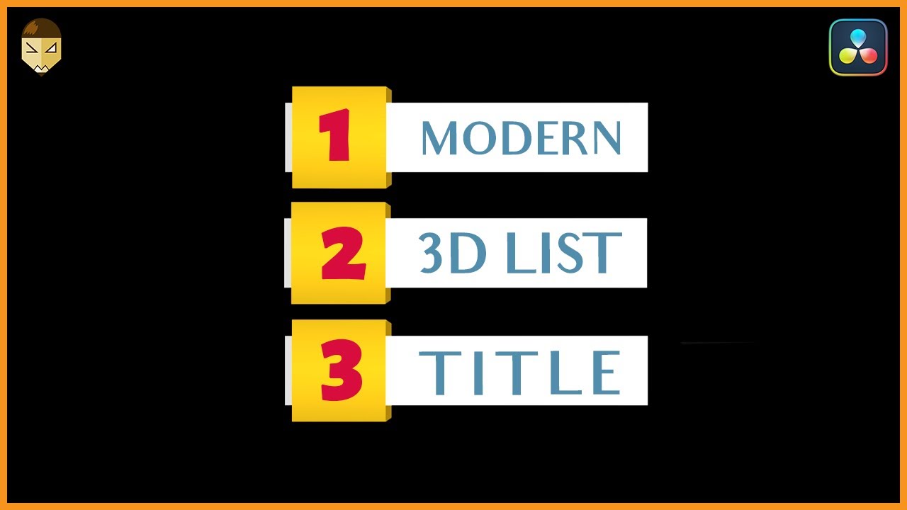 Modern 3D Bullet Point List DaVinci Resolve