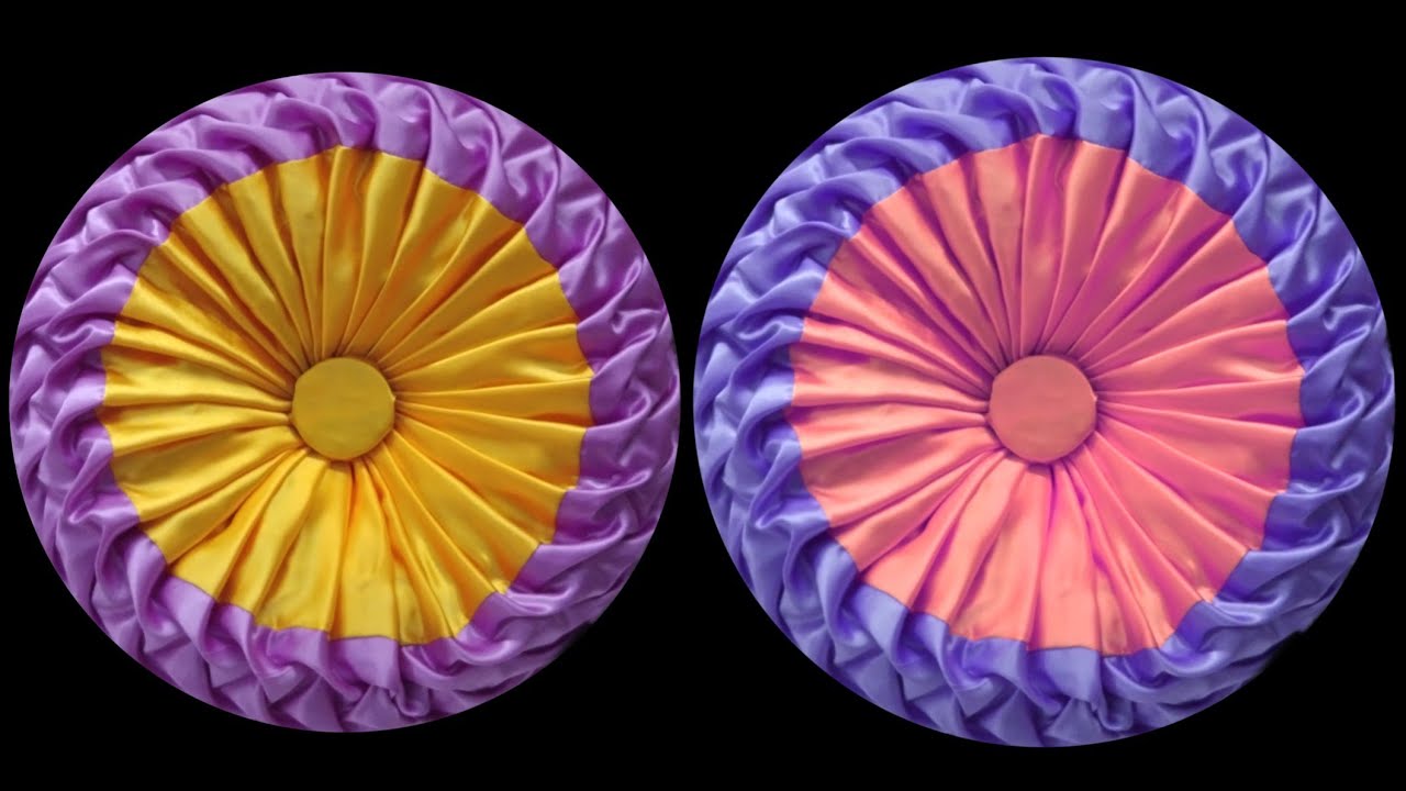 Round pillow smocking cushion cover design pattern making in hindi at home caption cojin two colour