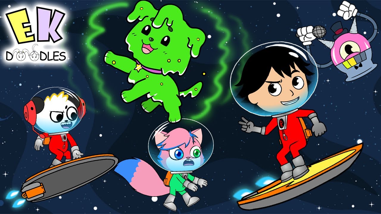 Astronaut Ryan finds a Space Puppy and Space Race with Combo Panda | Animation for Kids