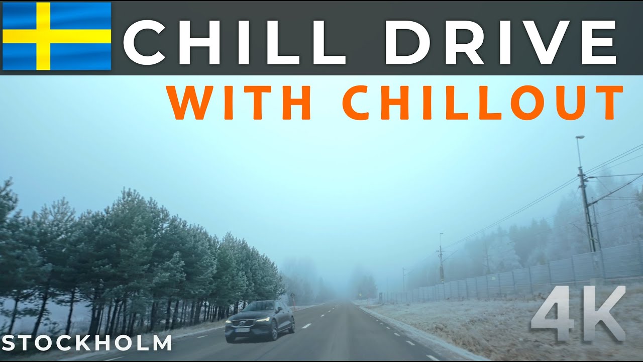 Chill Driving with music Foggy Sweden Strockholm Scandinavia 4K UHD HDR