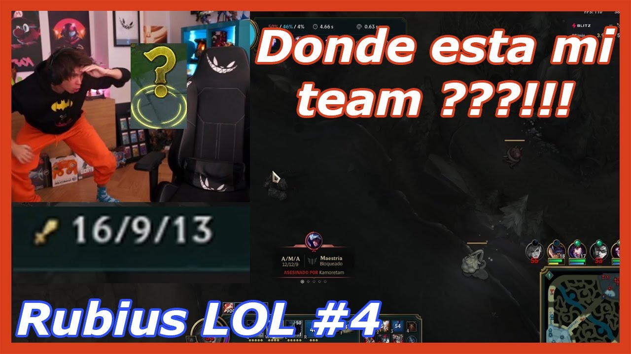Rubius 1 vs 9 carreando como nunca - Rubius LoL #4 - League of Legends
