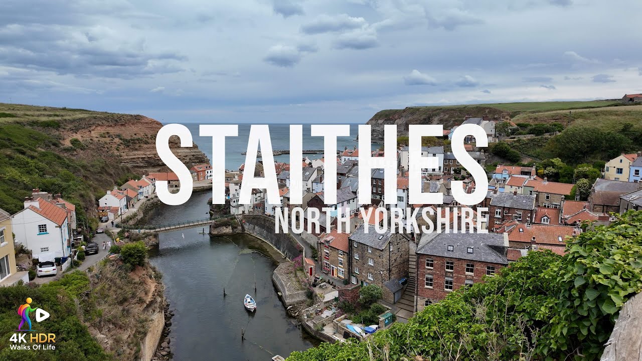 4K HDR - Walks of Life : Staithes Village (Town Walk) (Slow TV) (Meditation)