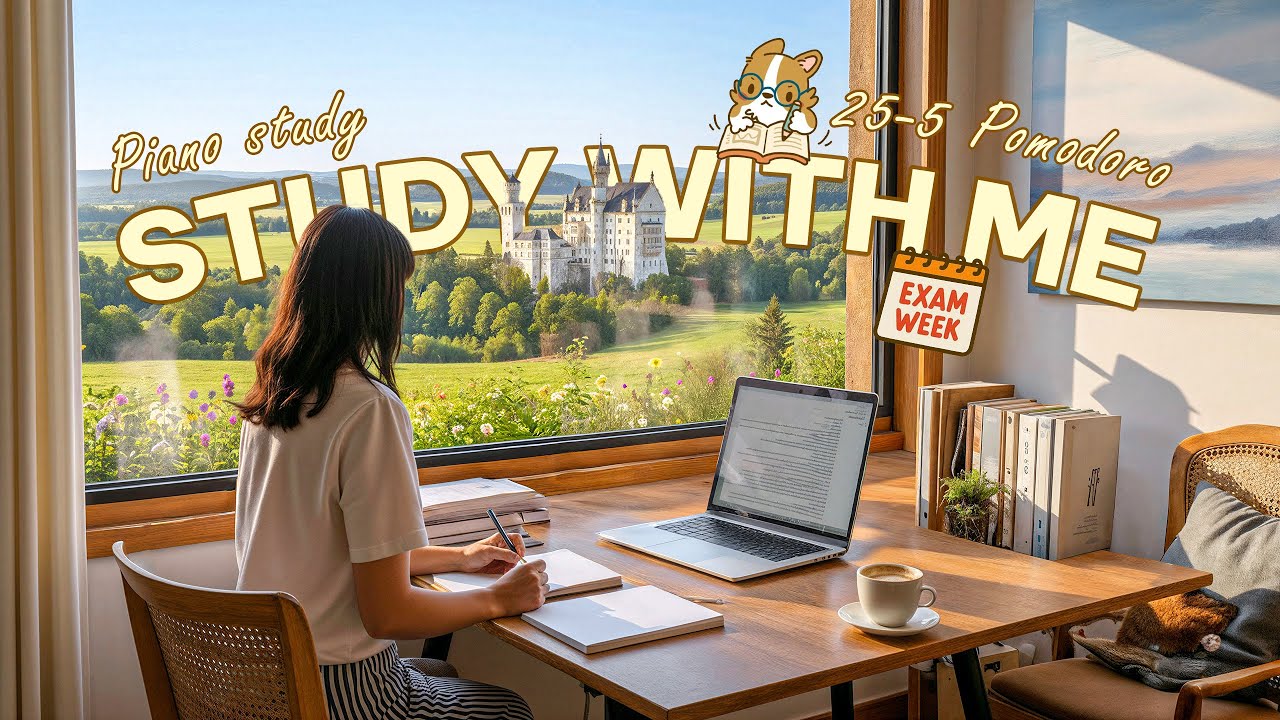 ☀️2-HOUR STUDY WITH ME | Flower Garden View | 🎹Calm Piano 🍃 Nature Sounds | 25/5 Pomodoro