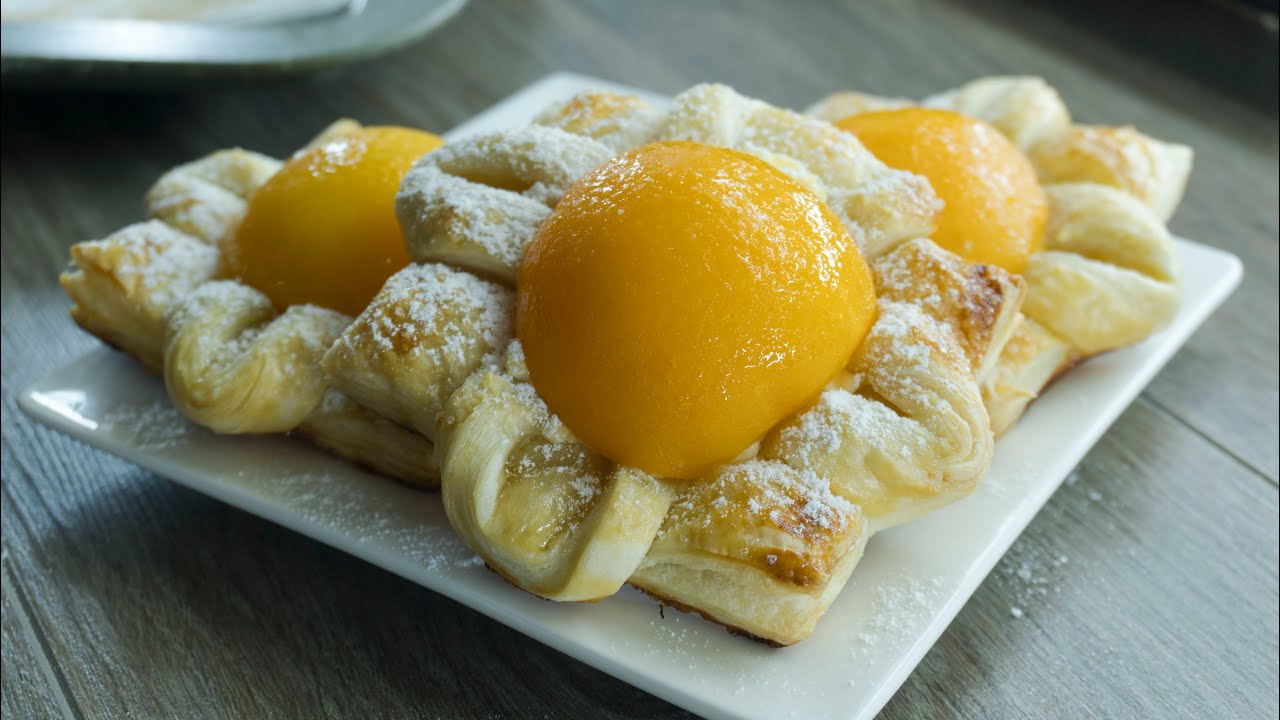 Peach and Cream Cheese Puff Pastry Dessert