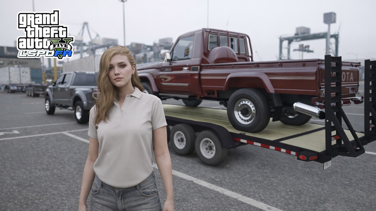 GTA 5 Roleplay | Female Trucker Delivers Toyota Land Cruiser 70 to Trevor Philips Industries!