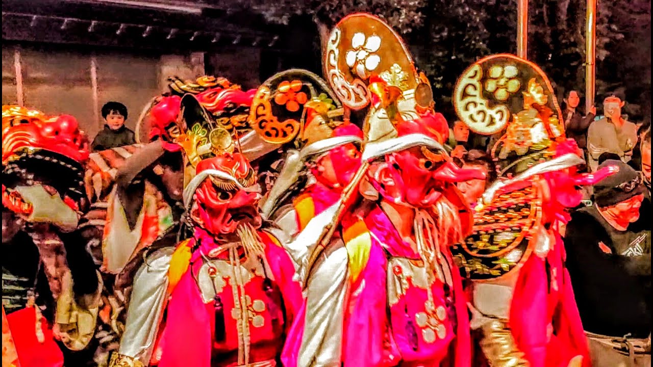 松太枝神社 夜の宮入り｜闇に響く辰ノ口獅子舞 2025｜富山県高岡市｜Takaoka Lion Dance