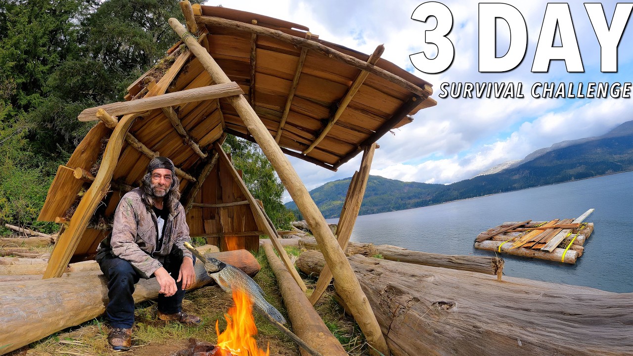 Driftwood Survival Shelter and Raft 3 Day Survival Challenge | Full Build