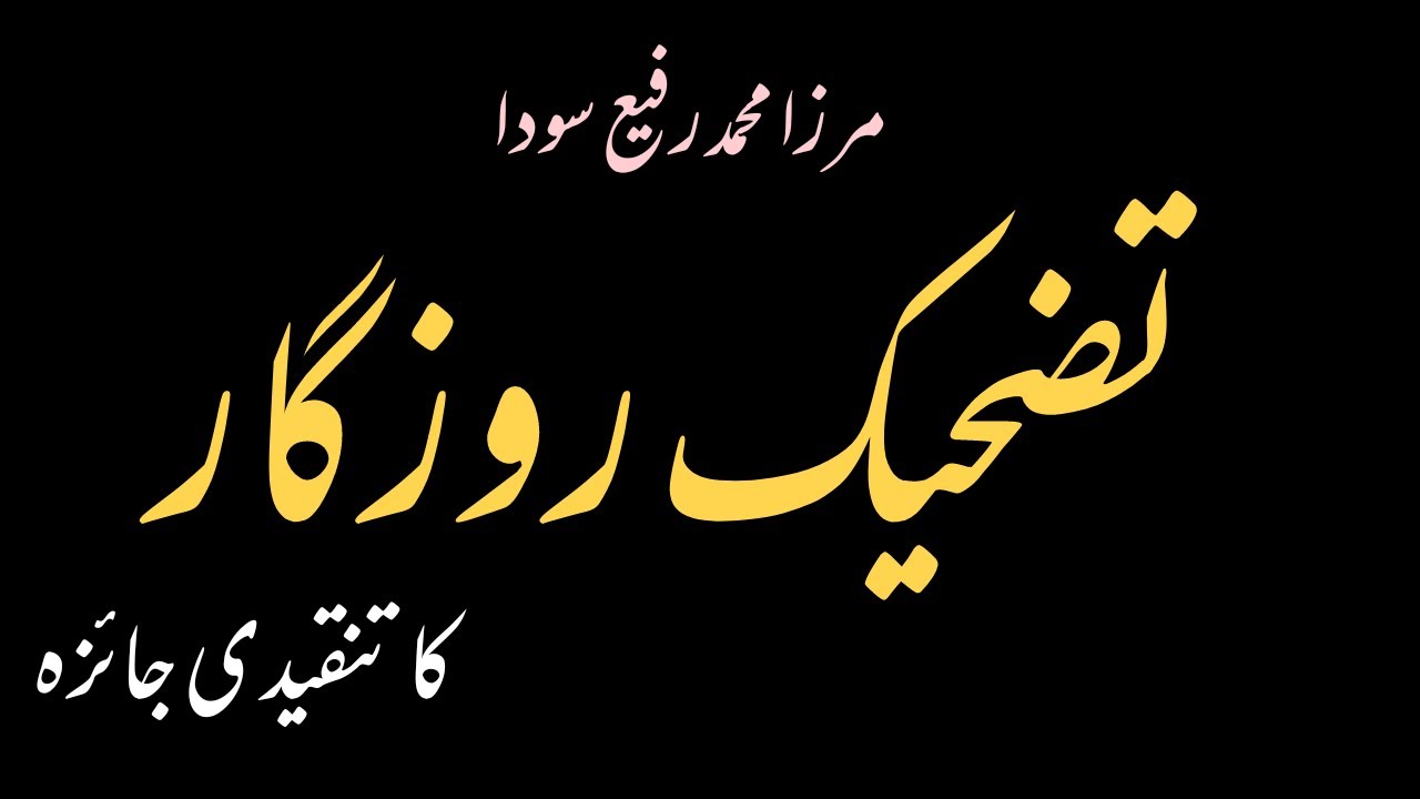 #SaudaaurTazhikeRozgar تضحیک روزگار | #TazhikeRozgarKaTanqeediJayeza تضحیک روزگار کا تنقیدی جائزہ