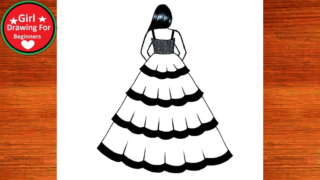 How to Draw a Cute Girl in a Fancy Dress // Easy Girl Drawing for Beginners !!