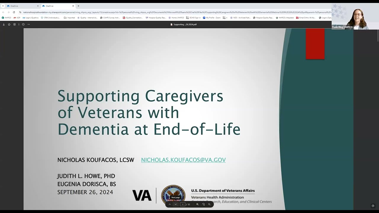 WHV Webinar: Dementia Series Part 2: Supporting Caregivers of Veterans with Dementia at End of Life