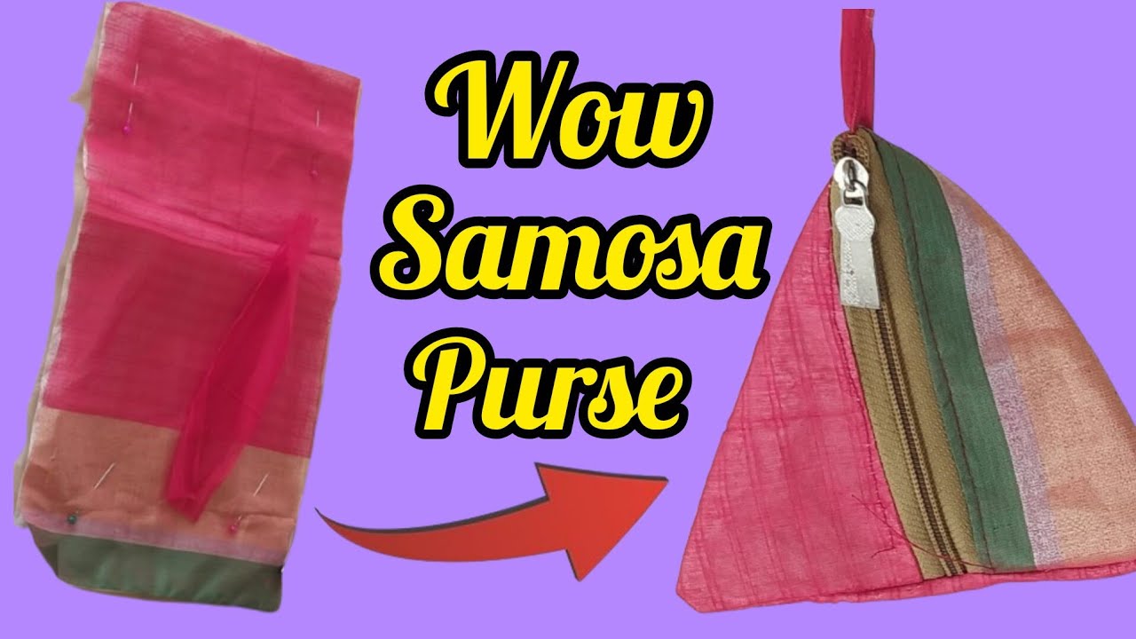🟣wow💥Samosa pouch banava gharchya ghari. 🧵How to make Samosa pouch. 🪡samosa pouch making. #pouch.