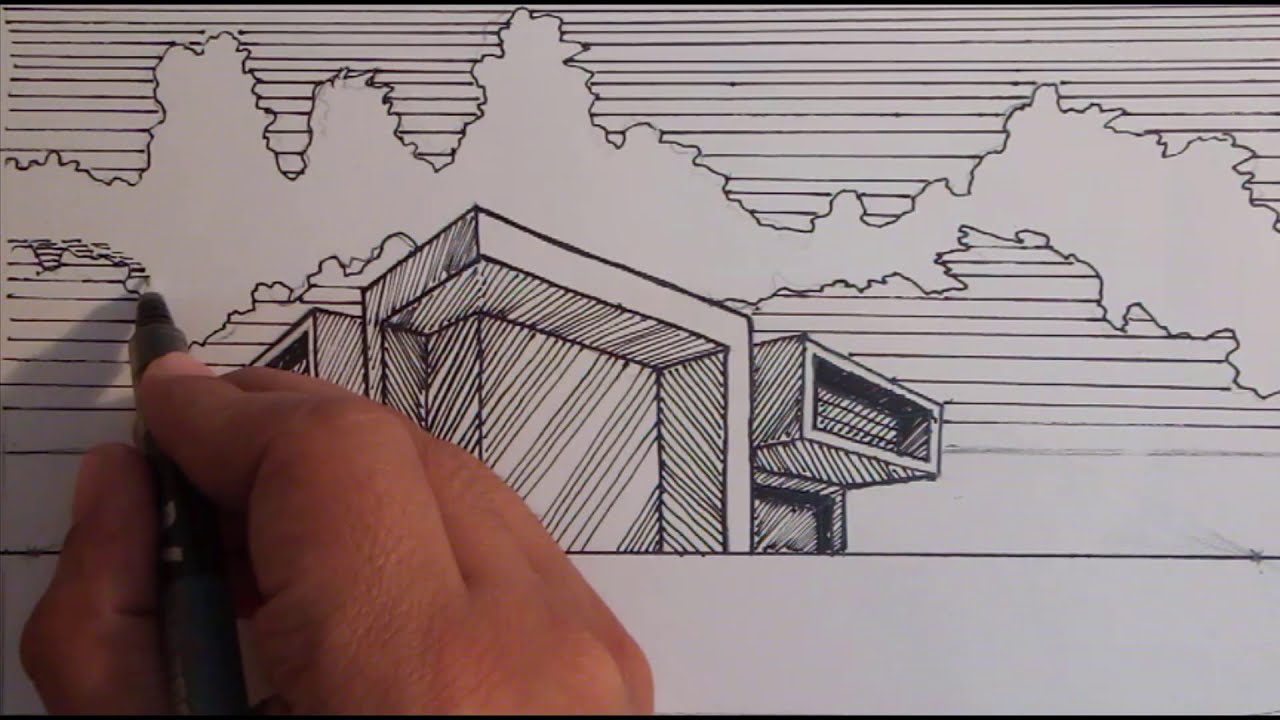How To Draw A House In Perspective : Architecture Drawing
