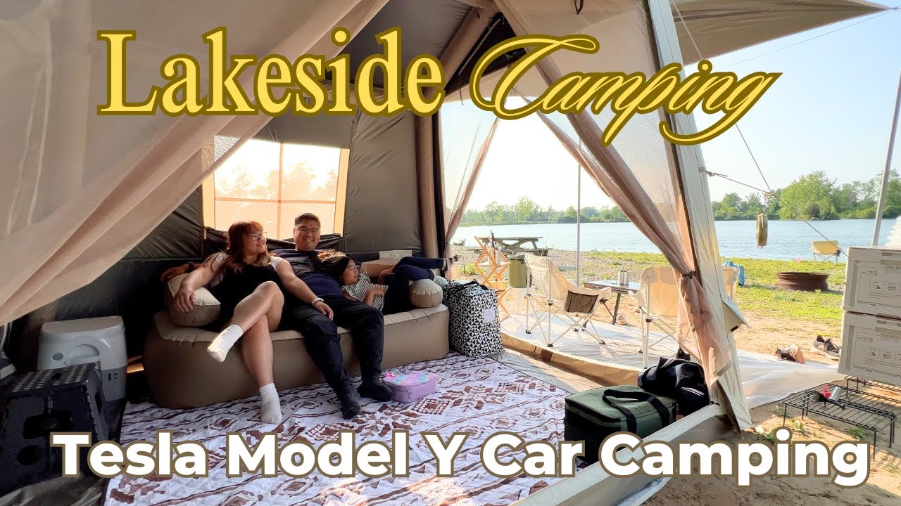 Family Lakeside Car Camping in Tesla Model Y | Naturehike Gen Air 7.0