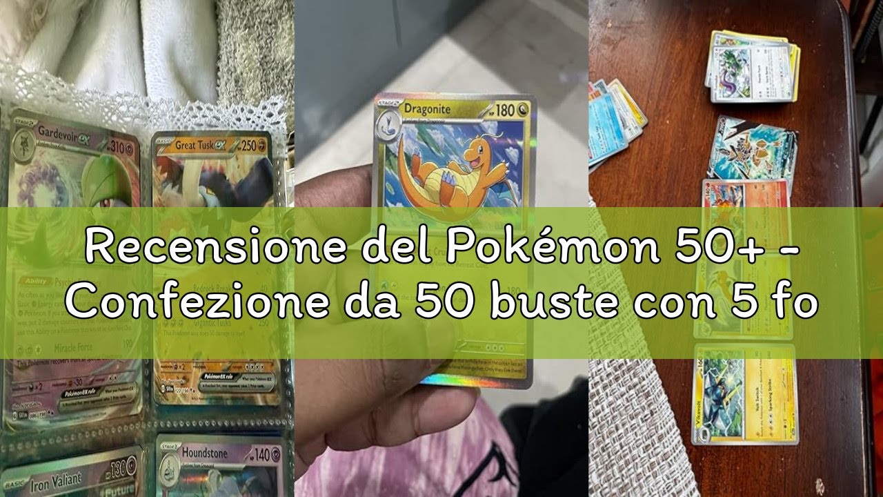 Recensione del Pokémon 50+ - Confezione da 50 buste con 5 fogli in qualsiasi combinazione e almeno 1