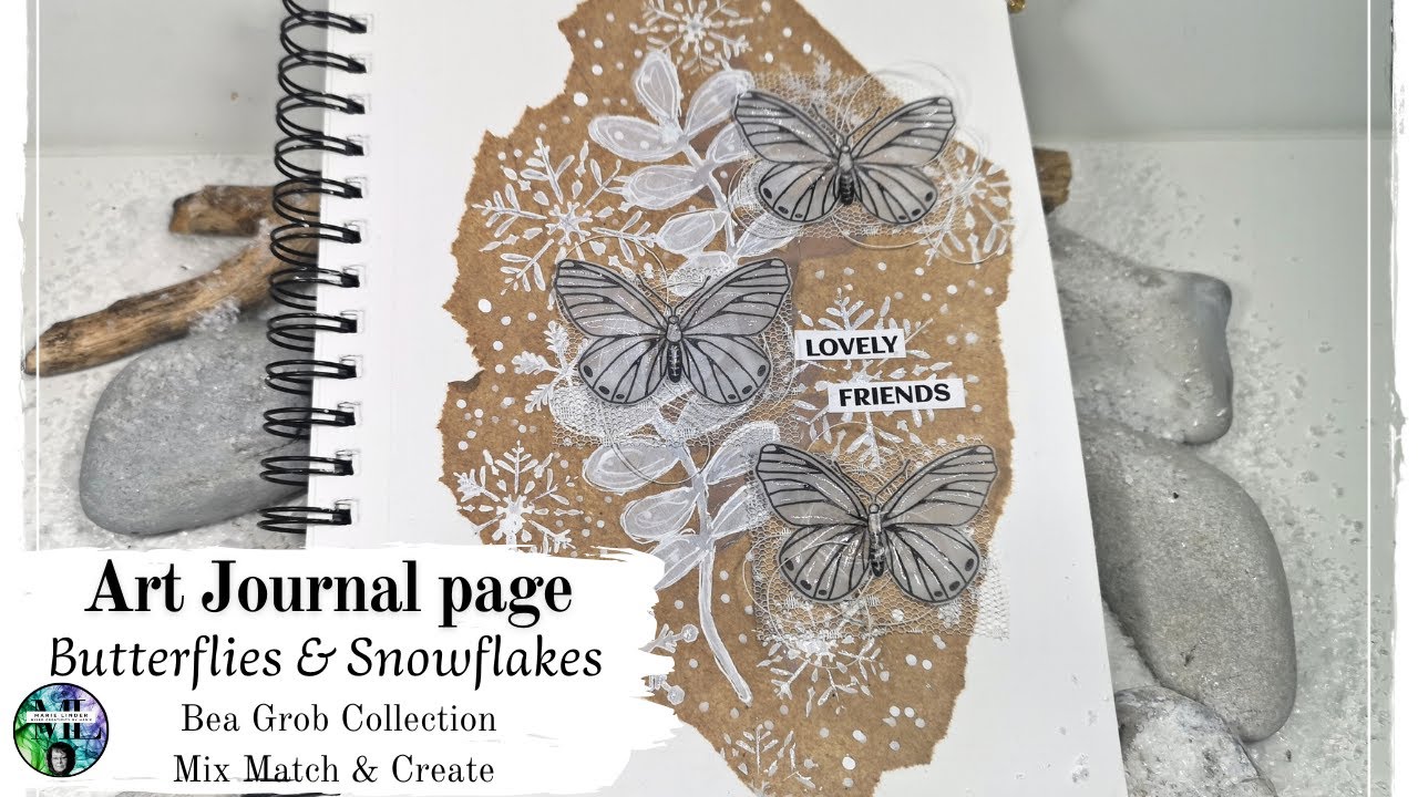 Butterflies on a Winter adventure. Creating with Bea Grob's collection Mix, Match & Create