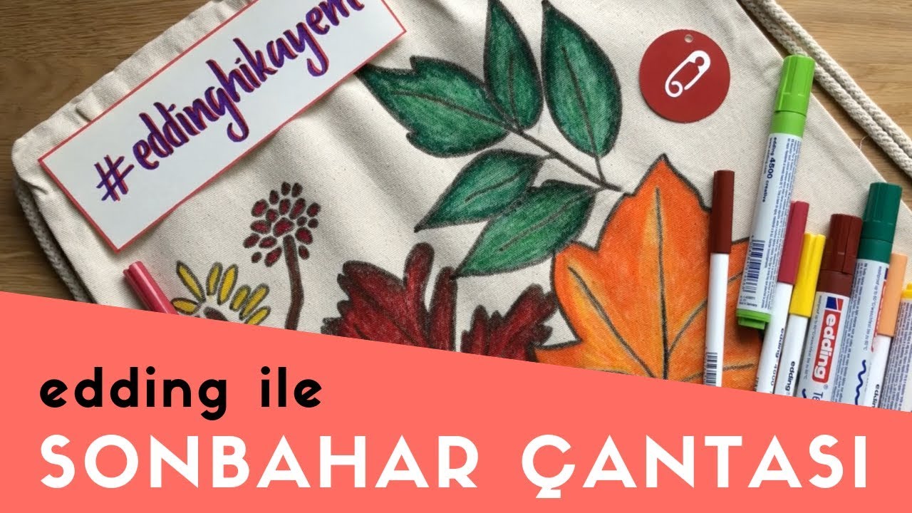Kumaş Boyama / Sonbahar Temalı Kumaş Çanta Boyama / Güzel Yazı / Tekstil Kalemi | 10marifet