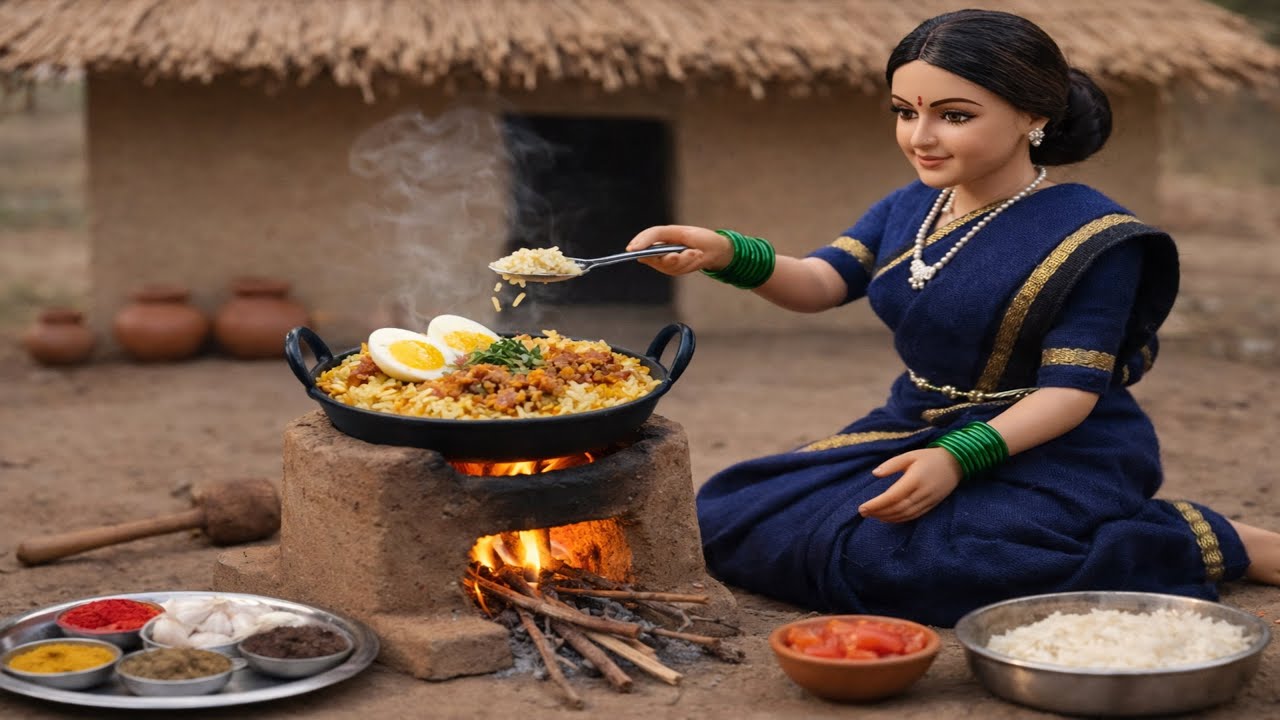 Egg Biryani Made by Doll | Miniature doll cocking video | Miniature desi video | Miniature cocking 