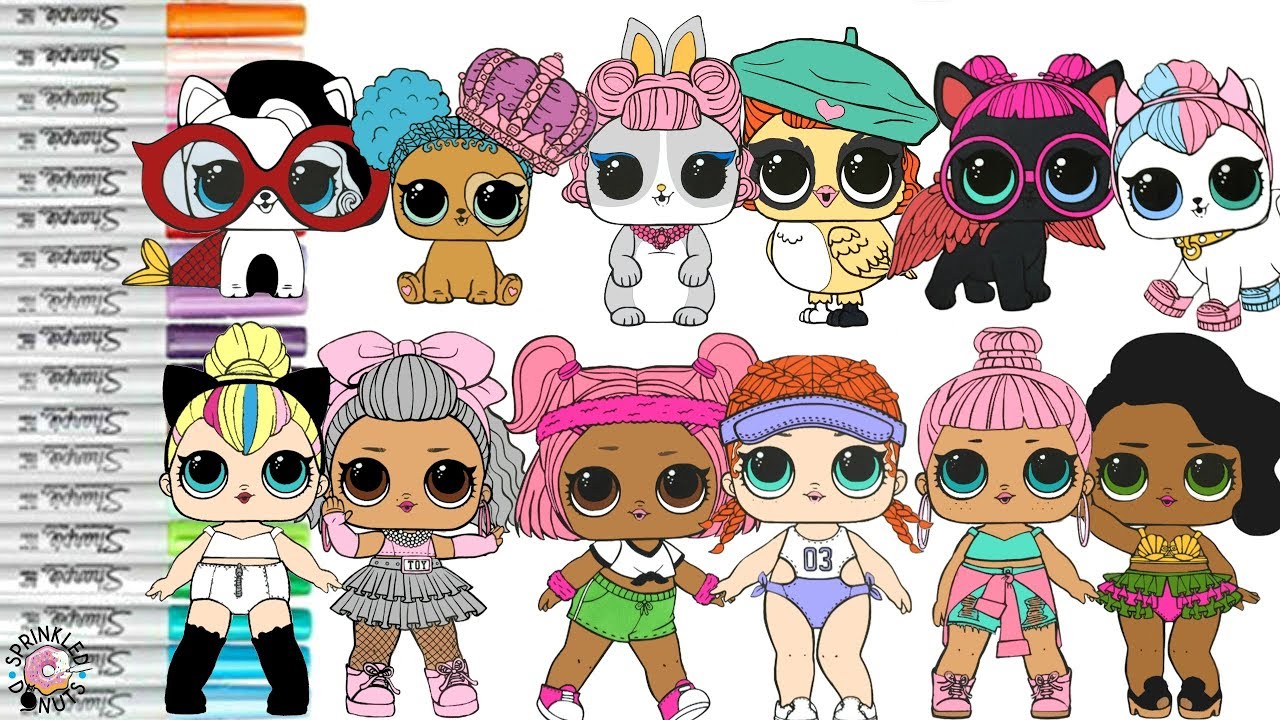 LOL Surprise Dolls Coloring Book Page Color Swap Compilation LOL Surprise Pets Kitty Queen 80s BB