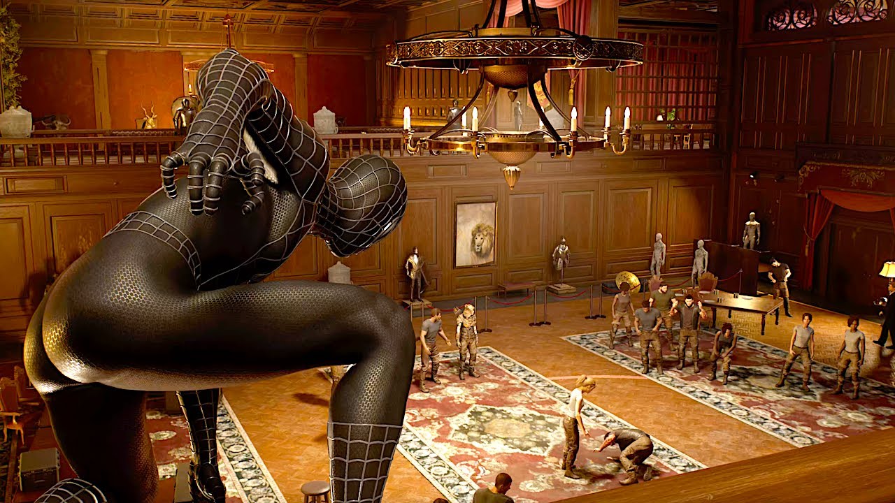 Raimi Black Suit Crashes Kraven's Private Party - Marvel's Spider-Man