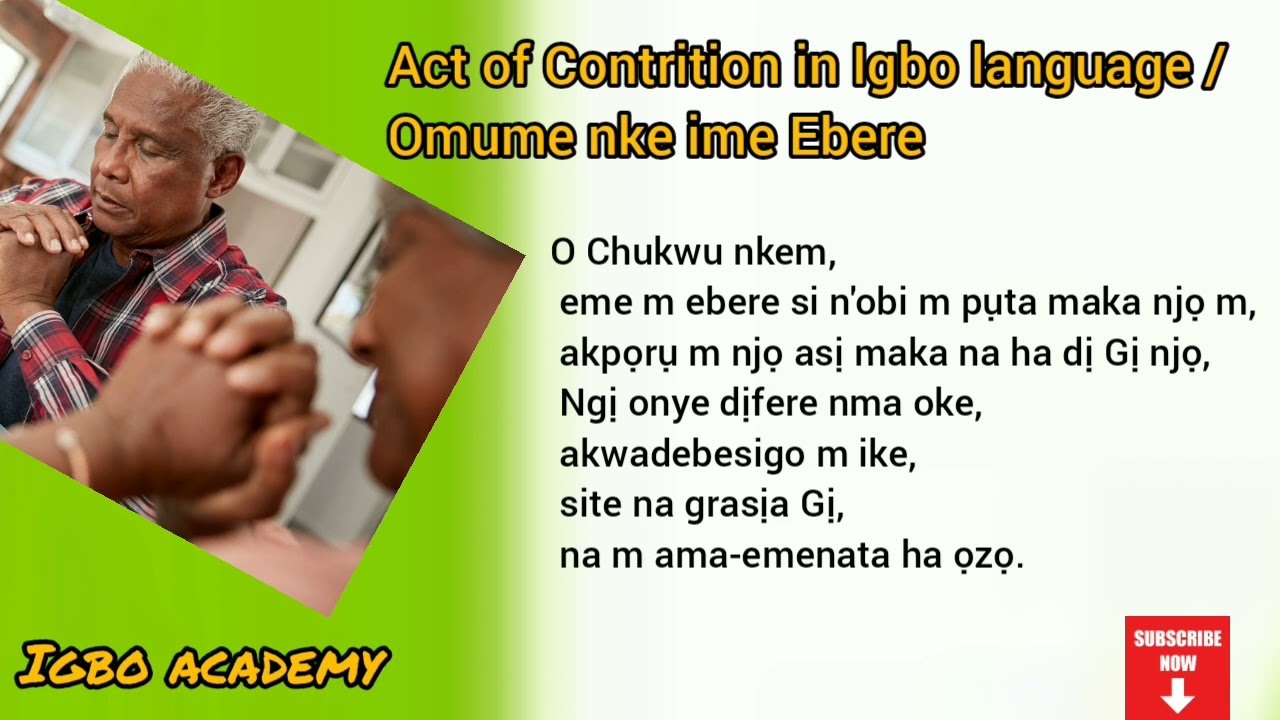Act of Contrition in Igbo language / Omume nke ime Ebere 