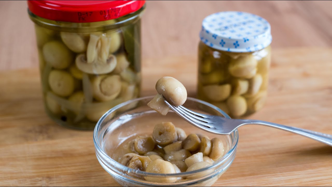 How to pickle Mushrooms Champignons.  Simple recipe.