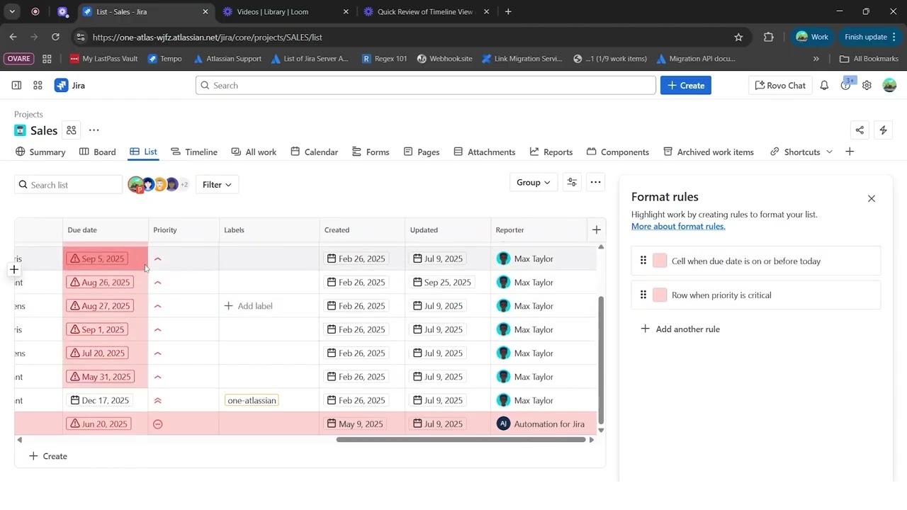 Formatting Rules on Jira List View