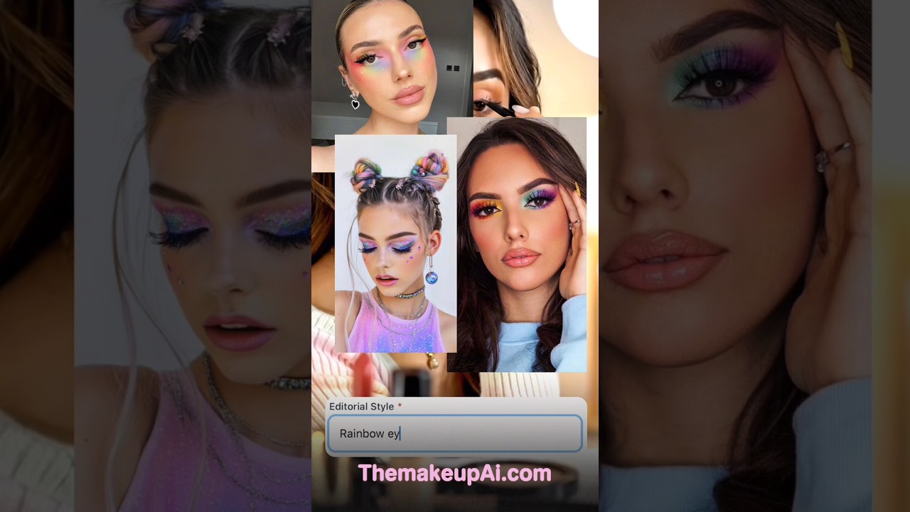 "Rainbow Eyeshadow Look 🌈 | Virtual Makeup AI Transformation 