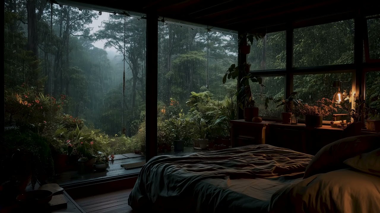 Calming Forest Rain for Sleep 🌧| Peaceful Cozy Cabin Ambience for Deep Relaxation