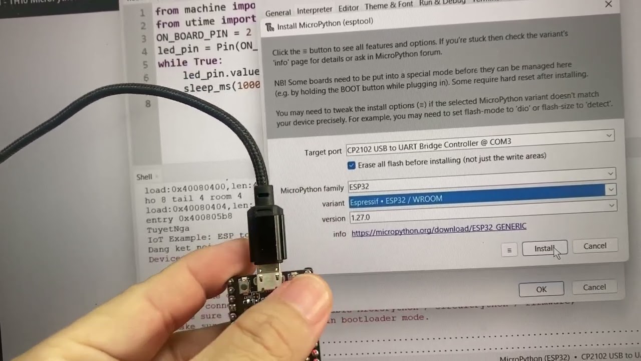 TH10 Cài đặt Micro Python và Chạy Blink 1 LED