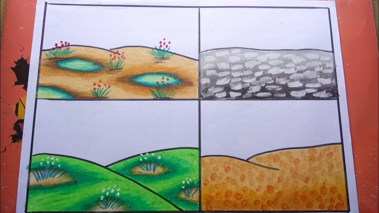 Cara mudah mewarnai tanah dengan gradasi Crayon/Oilpastel