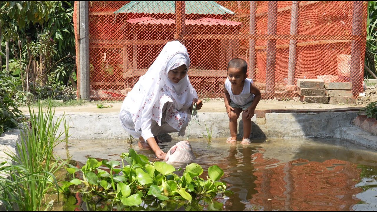 পুকুরের বড় কাতল মাছ দিয়ে ইফতার আয়োজন | Village life with Shampa