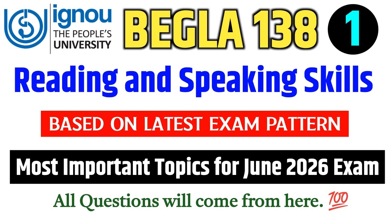 BEGLA 138 Important Questions June 2026 Exam | IGNOU BEGLA 138 Important Questions 2026