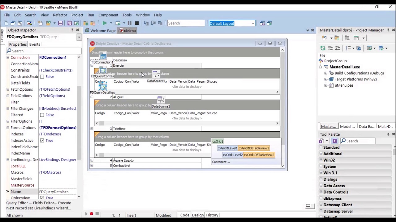 DELPHI IDEIAS#15 - Como utilizar o CXGRID  com Cabeçalho e Detalhe (Master/Detail))
